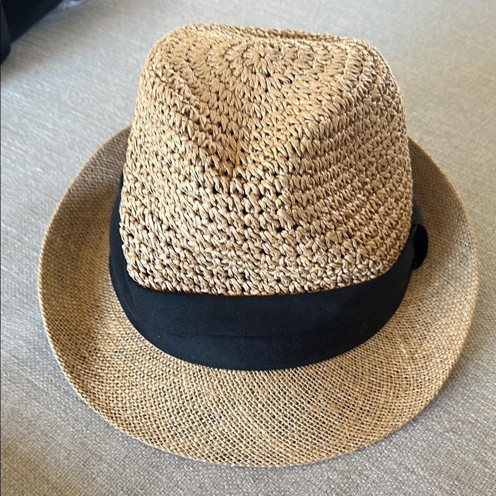 Steve Madden Tan and Black Straw Hat